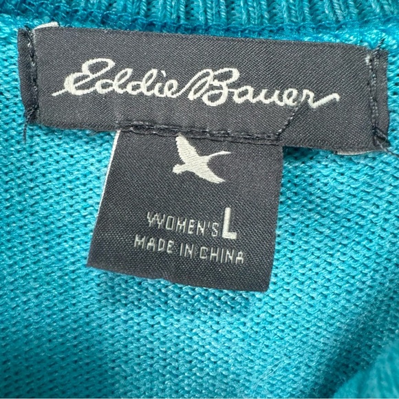 Eddie Bauer Blue Full Zip Hooded Lightweight Sweater Size Large - Picture 7 of 10